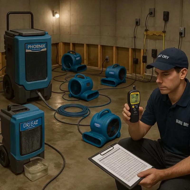 Structural Drying and Dehumidification process in Arden-Arcade, CA